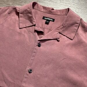 Express Shirt Men‎ Large Camp Loop Collar 100% Lyocell Short Sleeve Button Up